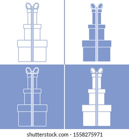 Vector illustration with gift boxes. Happy new year 2020, Merry Christmas, Valentine's day, birthday, Mother's day, Father's day, boxing day. Shopping, sale.