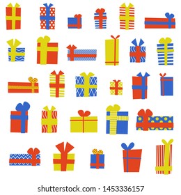 Vector Illustration of Gift Boxes. New 2020 Year gifts. 
Simple cute.