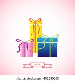Vector illustration gift boxes with ribbon
