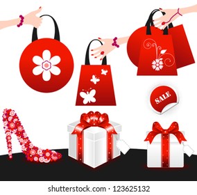 Vector illustration - gift boxes and shopping bags