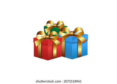 Ilustración vectorial de cajas de regalo atadas con cinta de oro