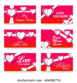 Vector illustration of a Gift Card Set for Happy Mother's Day.