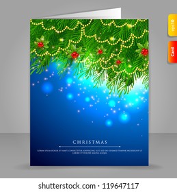 Vector illustration of Gift card with Xmas branch