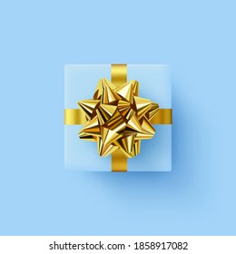Vektorgrafik. Geschenk mit gefeierter Schleife und goldener Schleife auf transparentem, isoliertem Hintergrund