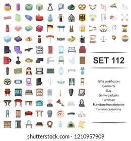 Vector Illustration Of Gift, Certificate, Germany, Gay, Game,gadget Furniture,home Interior Funeral Ceremony Icon Set.