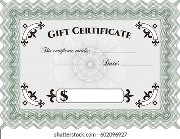 Ilustración vectorial del icono del certificado Gift en verde.
