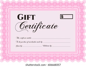 Vector illustration of Vector Gift Certificate icon in pink color
