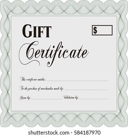 Vector illustration of Gift certificate template icon in green.
