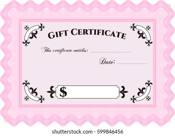 Vector illustration of Gift certificate template icon in pink.
