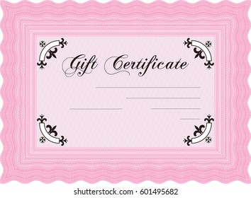 Vector illustration of Gift certificate template icon in pink.
