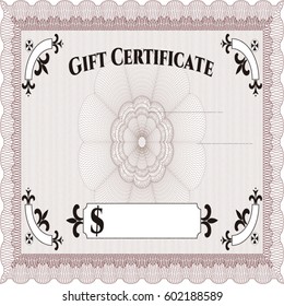 Vector illustration of Gift certificate template icon in brown.
