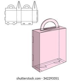 Vector Illustration of Gift craft Box for Design, Website, Background, Banner. Folding package Template. Fold pack with die line for your brand on it