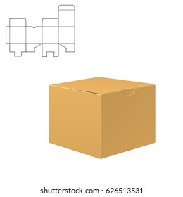 Vector Illustration of Gift craft Box for Design, Website, Background, Banner. Folding package Template. Fold pack with die line for your brand on it