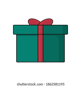 Vector illustration of a gift in green color