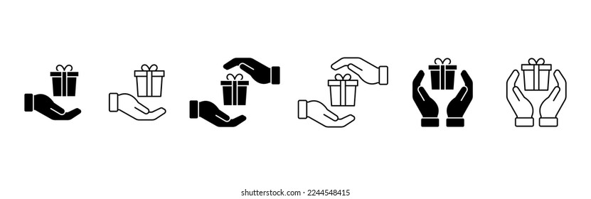 Vector illustration of Gift in hand icon set isolated