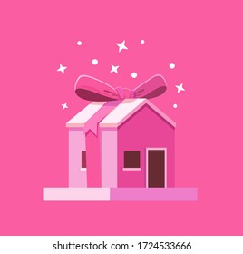 Ilustración vectorial del concepto de la casa de regalo