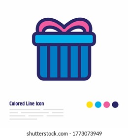 Vector illustration of gift icon colored line. Beautiful holiday element also can be used as surprise icon element.