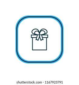 Vector illustration of gift icon line. Beautiful wedding element also can be used as present icon element.