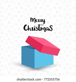 Vector illustration of a gift with light blue box on white backg