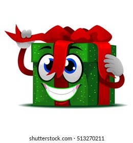 Vector Illustration of Gift Mascot tie its Ribbon