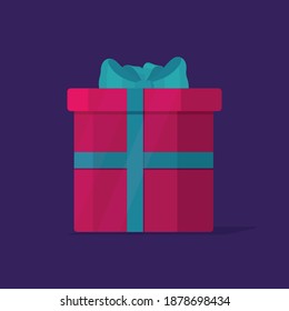 Vector illustration of a gift on a purple background.