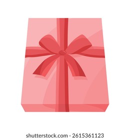 Vector illustration of gift on white background. Christmas, birthday present, Valentine's Day gift box elements.