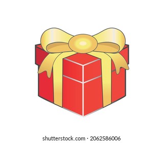 Vector illustration of a gift in red. Holiday.