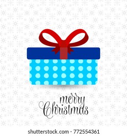Vector illustration of a gift with red ribbon, light blue box on