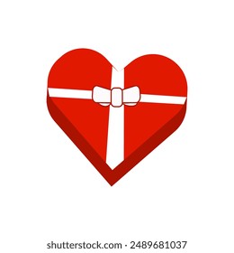 Ilustración vectorial de un regalo en forma de amor apto para pegatinas en el Día de San Valentín