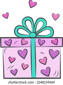 Ilustración vectorial de un regalo para el Día de San Valentín y el 8 de marzo.Una declaración de amor.Una tarjeta de vacaciones.Diseño para Internet, banners, páginas web y aplicaciones móviles, libros, revistas, íconos.