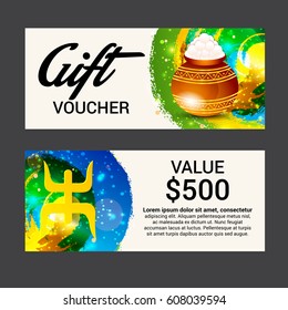 Vector illustration of a Gift Voucher for Bengali New Year Subho Nabo Barsho, Mud Pot fill with Rasgulla.