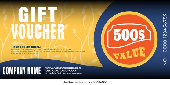 Vector illustration of gift voucher with label for sales promotion.