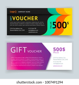 Vector illustration. Gift voucher template with pattern, cute gift voucher certificate coupon design template. Gift certificate