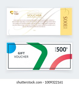 Vector illustration, Gift voucher template with clean and modern pattern.