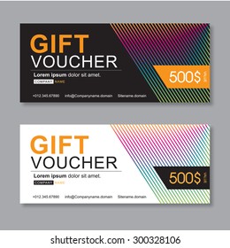 Vector illustration, Gift voucher template with colorful pattern.