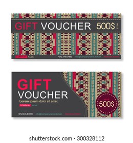 Vector illustration, Gift voucher template with Stripe pattern.