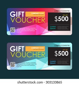 Vector illustration, Gift voucher template with abstract colorful pattern,gift voucher certificate coupon design template