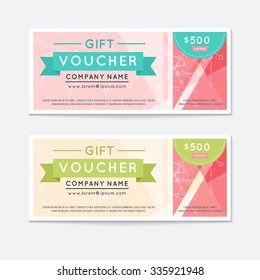 Vector illustration, Gift voucher template with clean and modern flat pattern.
