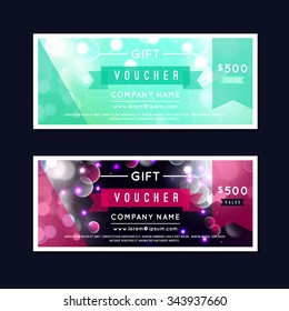Vector illustration, Gift voucher template with bokeh background.