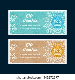 Vector illustration of Gift voucher template with vintage background .