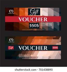 Vector illustration, Gift voucher template with colorful pattern.