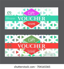 Vector illustration, Gift voucher template with colorful pattern.