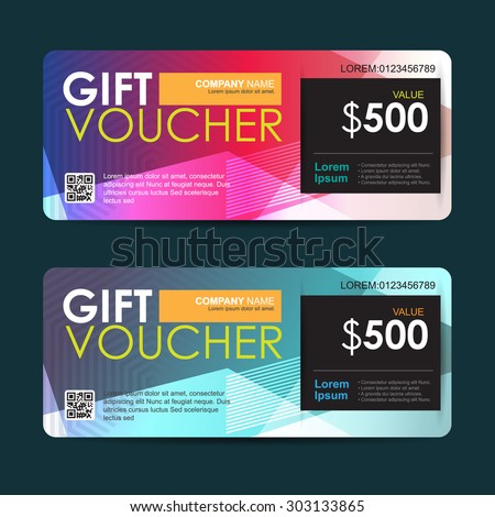 Vector illustration, Gift voucher template with abstract colorful pattern,gift voucher certificate coupon design template