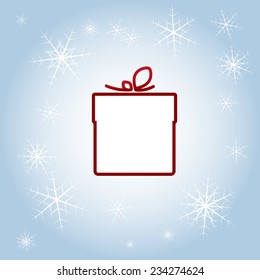Vector illustration of gift wrapped with ribbon on winter background