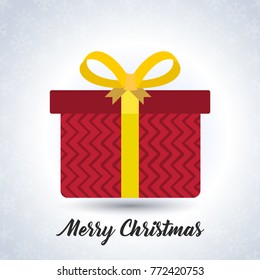 Vector illustration of a gift with yellow ribbon, red box on whi