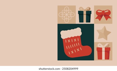 Vector illustration of gifts and socks.