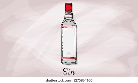 Vector Illustration of Gin Bottle Sketch Style