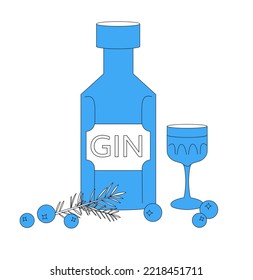 Vector illustration of Gin with Juniper branch and berries.