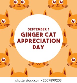 Vector Illustration of Ginger Cat Appreciation Day. September 1. Eps 10.