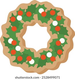 Vector illustration of ginger cookies in christmas wreath